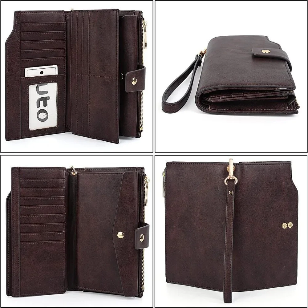 Women Wallet Vegan Leather Wristlet Credit Card Holder Clutch Elegant